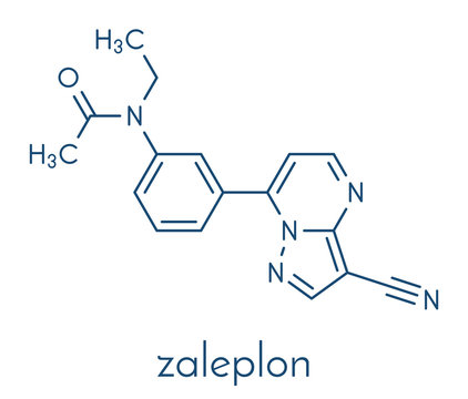 Zaleplon hypnotic drug molecule (sleeping pill). Skeletal formula.