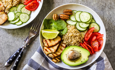 Healthy salad bowl with quinoa