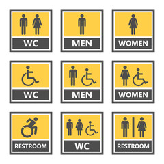 restroom signs and toilet icons, wc labels