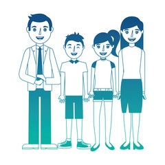 family parents with son and daughter isolated icon vector illustration design