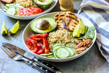Healthy salad bowl with quinoa