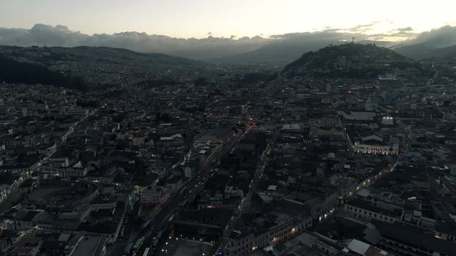 View of the city and mountains. Night