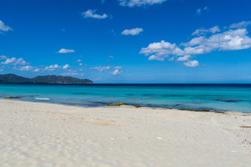 Fototapeta na wymiar Mallorca, Paradise on holiday island with white sand beach and blue sea