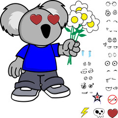Inlove little kid koala expressions valentine pack collection set in vector format 
