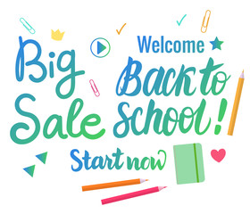 Vector Set Back to school Sale isolated on white background.