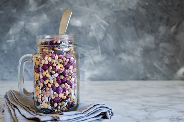 Assortment of dry organic beans and lentils