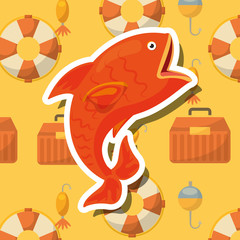 fish fishing cartoon sport activity vector illustration