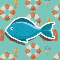 fish fishing cartoon sport activity vector illustration