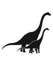 mutter mama papa kind familie junges kleines Diplodocus langhals groß riesig silhouette schwarz umriss dino dinosaurier saurier clipart comic cartoon design