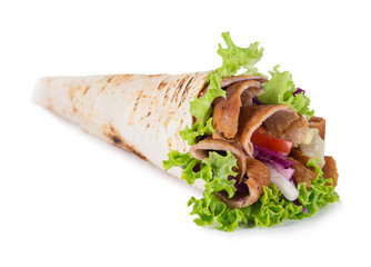 Turkish Kebab Yufka on white background.