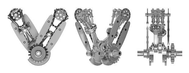insides v rod engine isolated on white