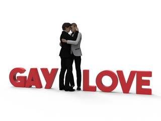 Same-Sex Couple in Love Male Couple Gay Marriage 3D Render