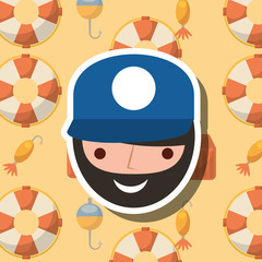 fisherman character cartoon face fishing icons background vector illustration