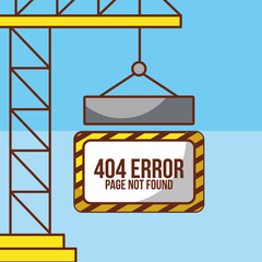 crane hanging board with 404 error page not found vector illustration