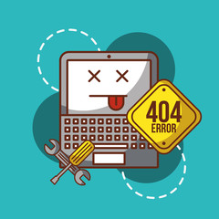laptop tools problem sign 404 error page not found vector illustration