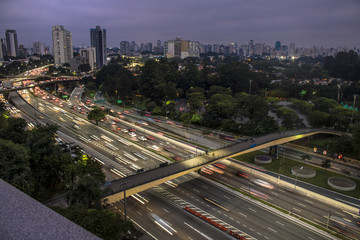 Fototapeta na wymiar Skyline of Sao Paulo city at nightfall