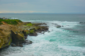 Beautiful Pacific ocean Cliffs beach. La Jolla beach Park, San Diego, California, USA