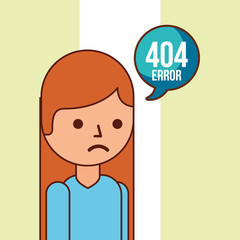 girl worried message 404 error page not found vector illustration