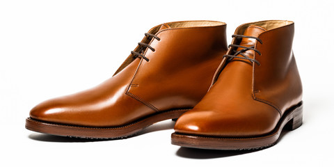 Brown leather men's shoes