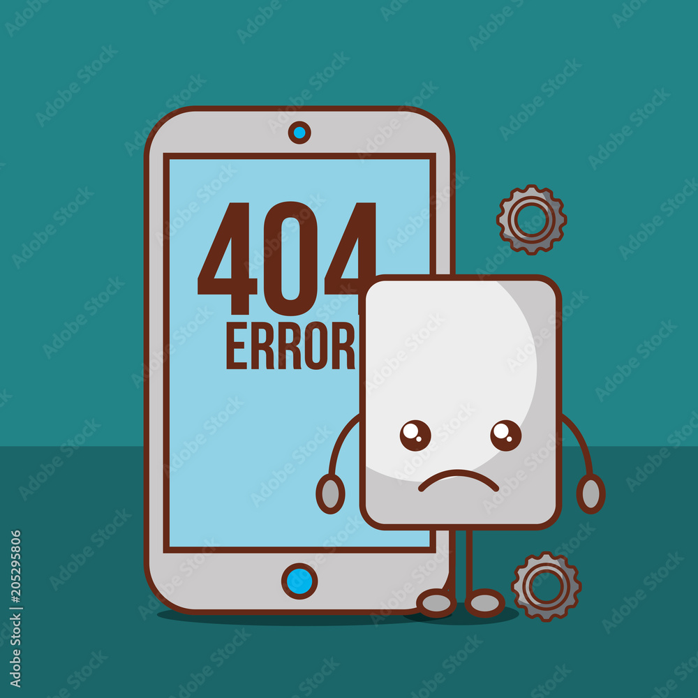 Wall mural smartphone message 404 error page not found vector illustration