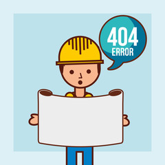 worker holds message 404 error page not found vector illustration