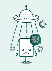 ufo kawaii page failure 404 error vector illustration