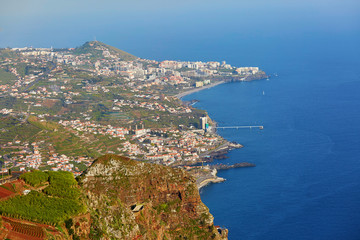 Fototapeta na wymiar Aerial view of typical Madeira landscape