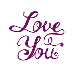 Love You. Hand written doodle words