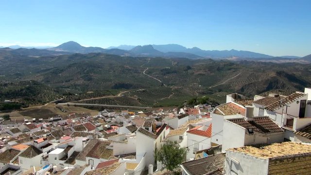 Looking Down On Town of Olvera, Mountains Ahead
