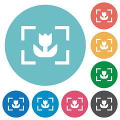 Camera macro mode flat round icons