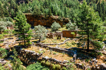 Hiking trail in Samaria Gorge in Central Crete, Greece