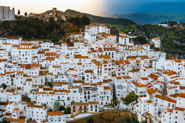 Typical andalusian white village pueblo blanco Casares, Andalusia, Spain
