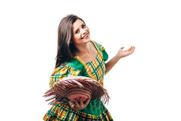 Brazilian woman wearing typical clothes for the Festa Junina