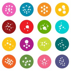 Molecule icons set vector colorful circles isolated on white background 