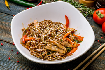 Buckwheat noodles with meat