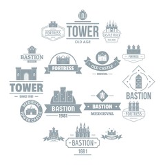 Fototapeta na wymiar Towers castles logo icons set. Simple illustration of 16 towers castles logo vector icons for web
