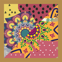 Scarf contemporary and background with mandala design