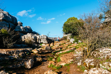 Picturesque examples of karst landscape, El Torcal de Antequera natural park, Andalusia, Spain