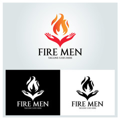 Fire men logo design template. Vector illustration