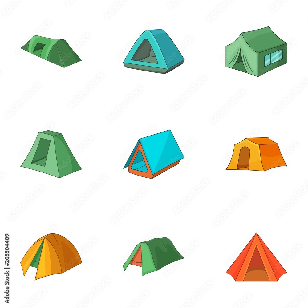 Poster open area icons set. cartoon set of 9 open area vector icons for web isolated on white background