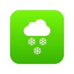 Cloud and snowflakes icon digital green for any design isolated on white vector illustration
