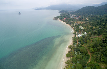 tropical Island and beach in bluesea