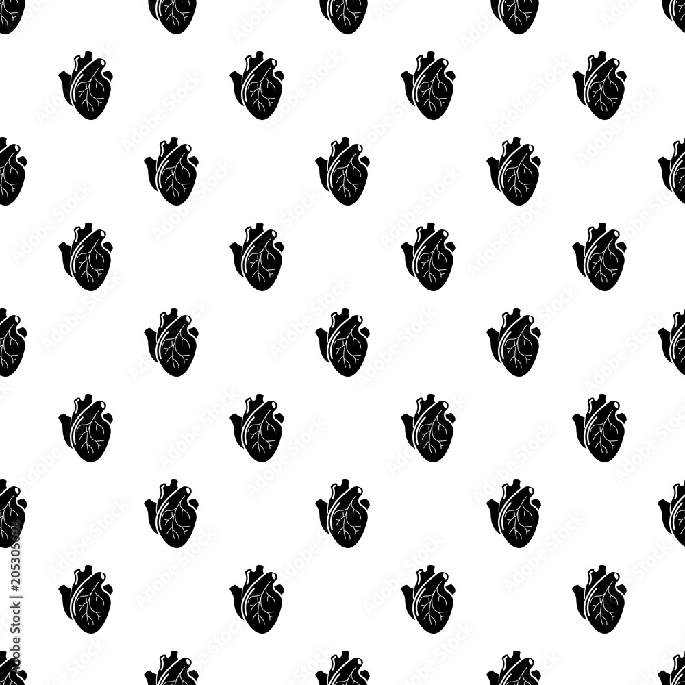 Poster human heart organ pattern vector seamless repeating for any web design