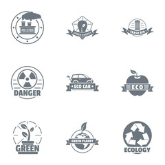Eco danger logo set. Simple set of 9 eco danger vector logo for web isolated on white background