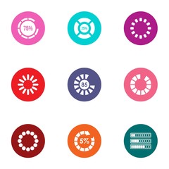 Download icons set. Flat set of 9 download vector icons for web isolated on white background