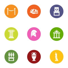 Fototapeta premium Ancient time icons set. Flat set of 9 ancient time vector icons for web isolated on white background