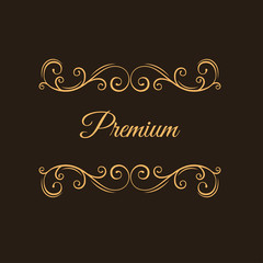 Ornate swirly frame, decorative page divider. Swirls, floral filigree elements. Premium. Save the date card, Wedding invitation, Greeting card. Vector.