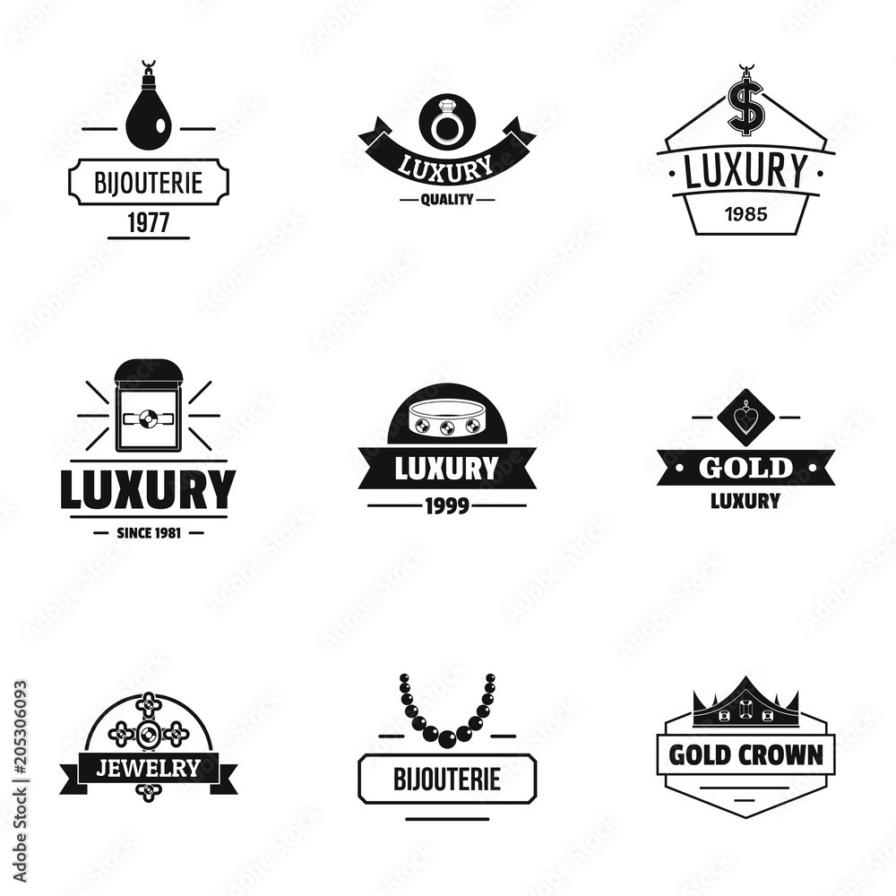 Poster luxuriousness logo set. simple set of 9 luxuriousness vector logo for web isolated on white backgrou