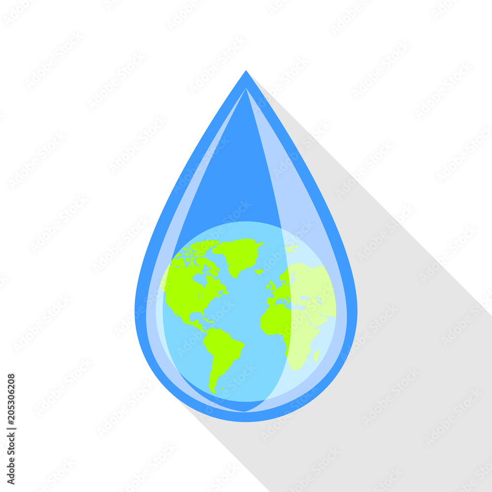 Poster globe in drop icon. flat illustration of globe in drop vector icon for web design
