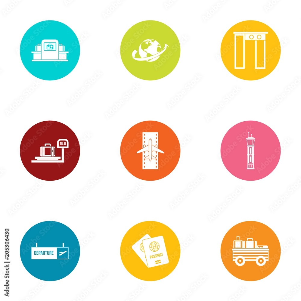 Poster trek icons set. flat set of 9 trek vector icons for web isolated on white background
